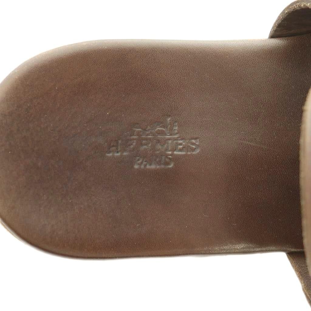 Hermes Hera Gamma Sandals Leather Evelyne Brown — view 8