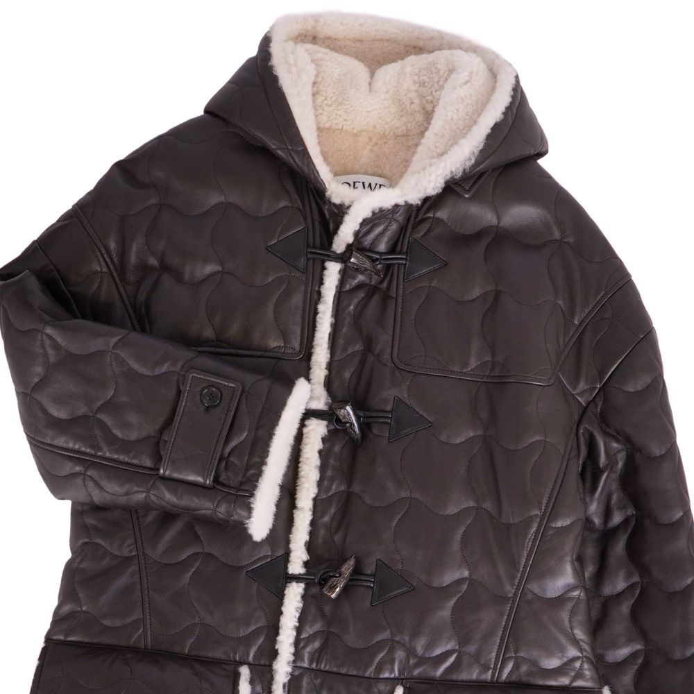 Loewe Coat Hooded Long Shearling Quilty — view 3