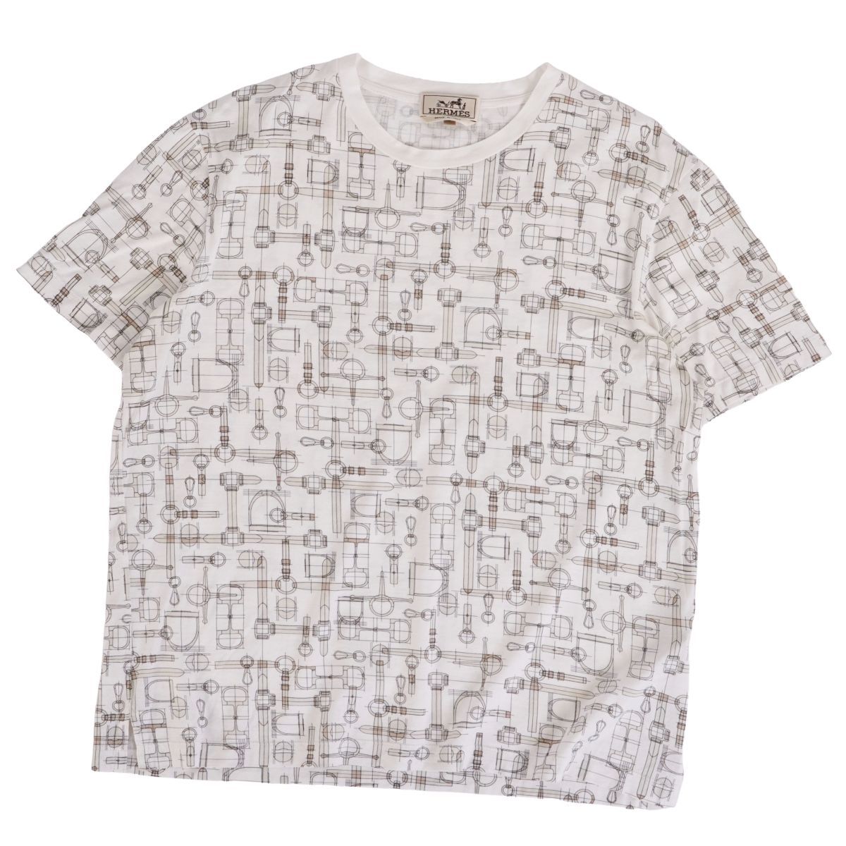 Hermes T-Shirt Short Sleeve All Over Pattern Cotton