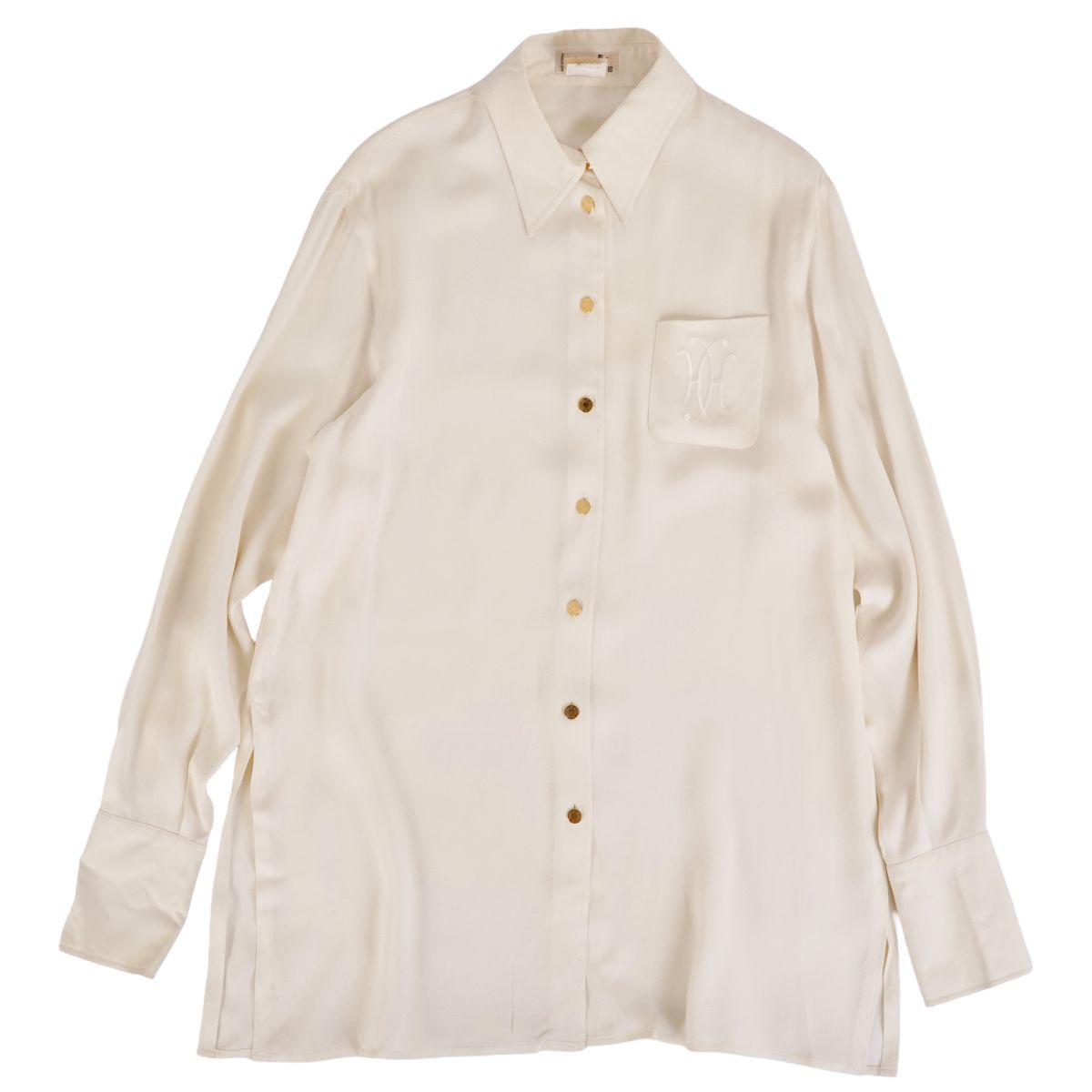 Hermes Vintage Shirt Blouse Series Button Longs