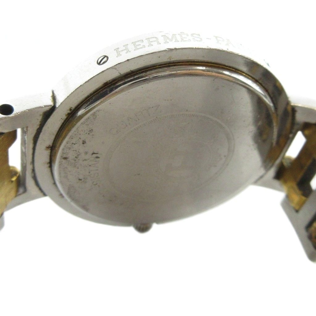 Hermes Clipper Watch Quartz Date Carre Logo Silver Color Gold — view 6