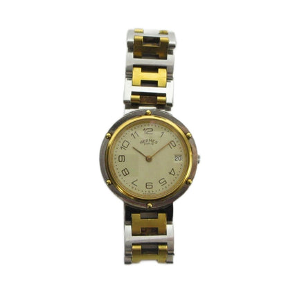Hermes Clipper Watch Quartz Date Carre Logo Silver Color Gold — view 2