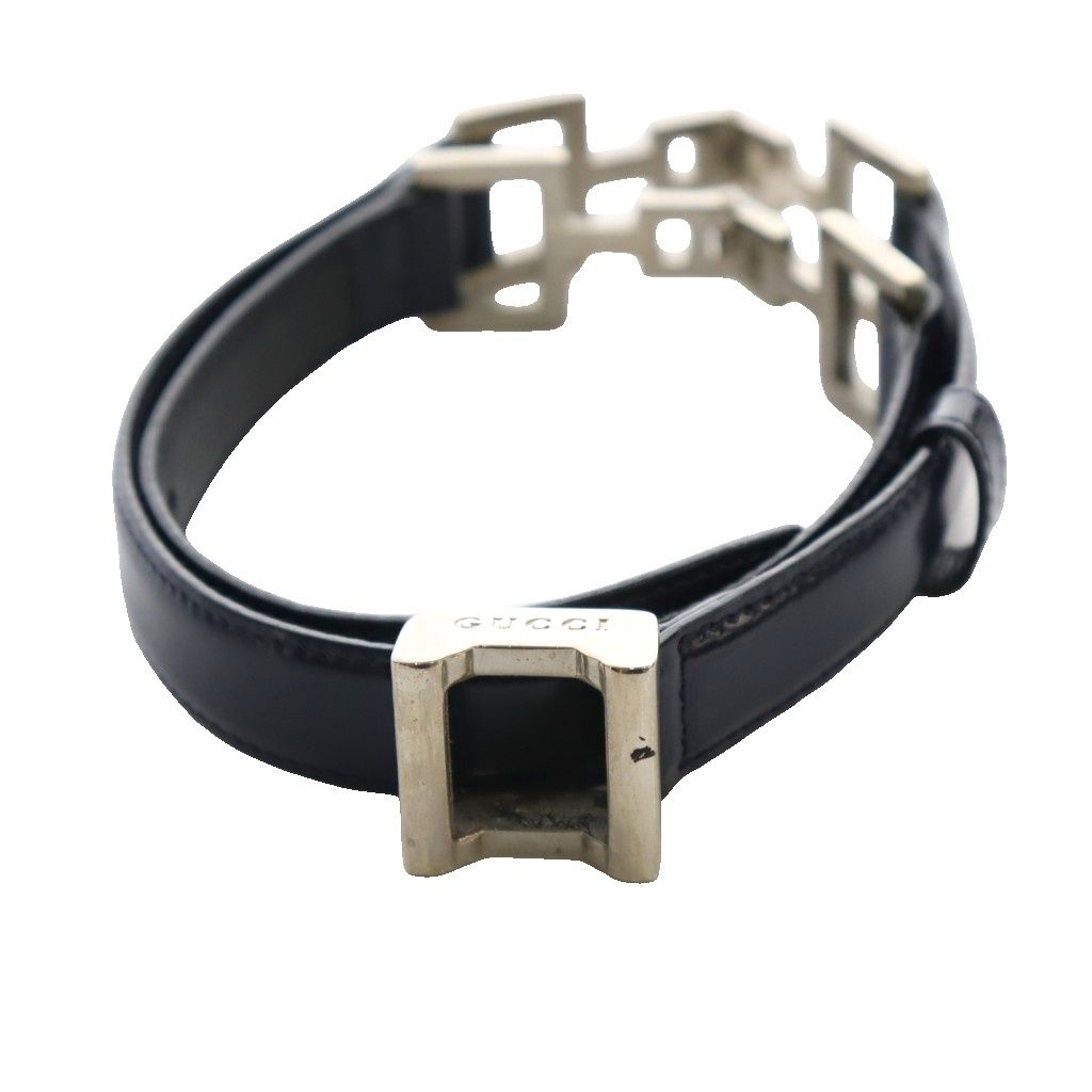 Gucci Narrow Belt Navy Silver Color SS