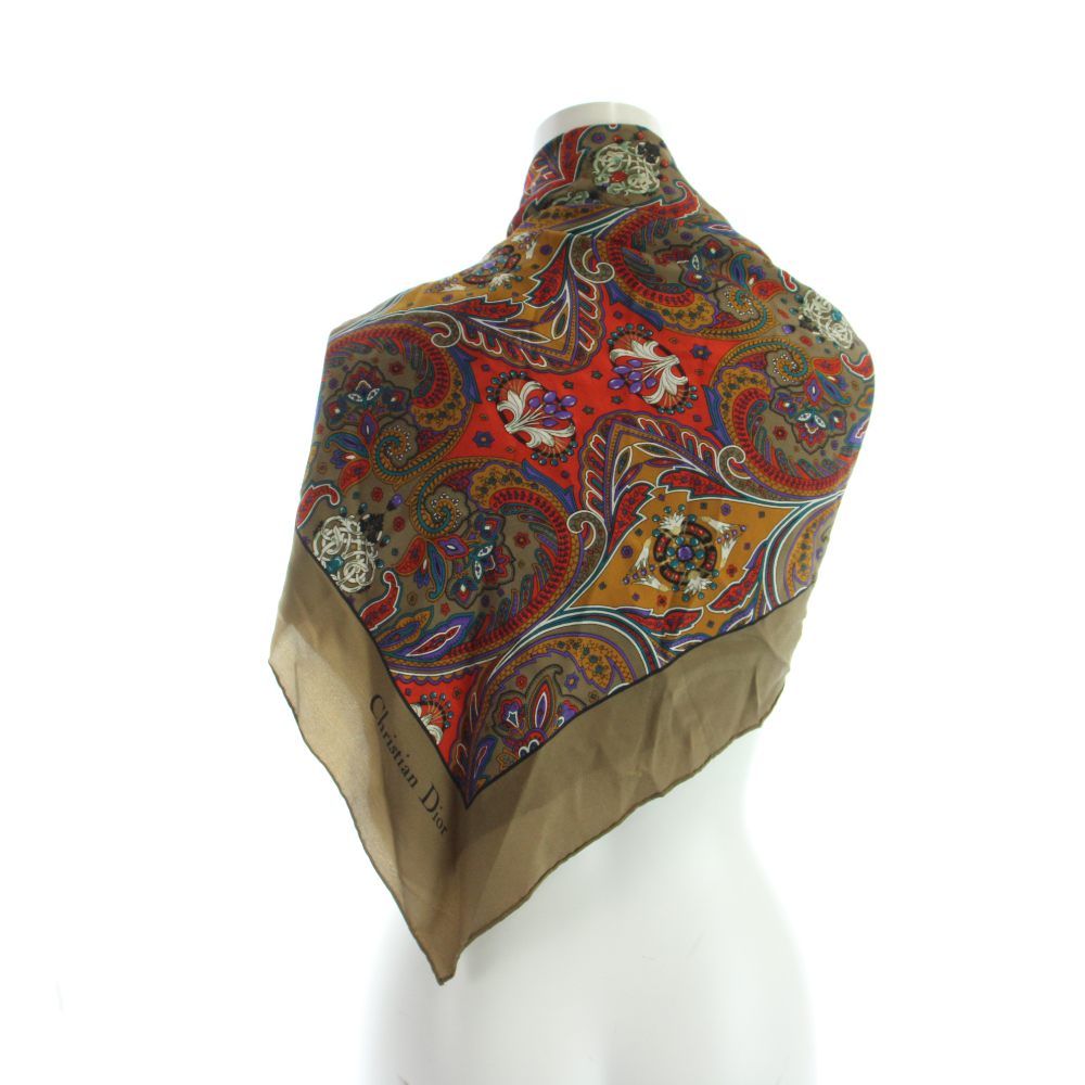 Dior Large Scarf Shawl Paisley Pattern Silk Multi — view 2