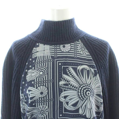 Hermes Horse Ribbon Decoration Twill Lane High Neck Knit Sweater Long Sleeve — view 5