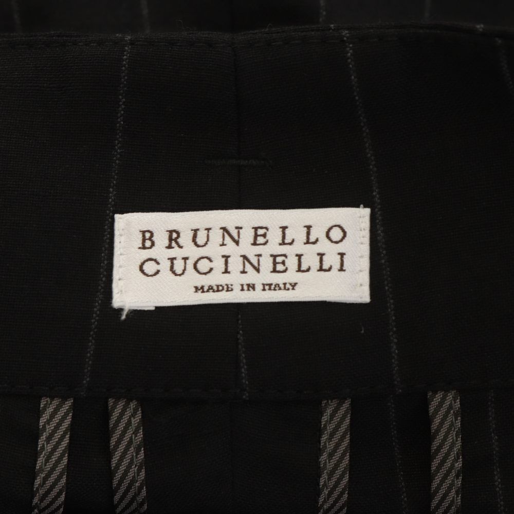 Brunello Cucinelli Pants Trousers Striped Linen Blend 40 Black — view 3