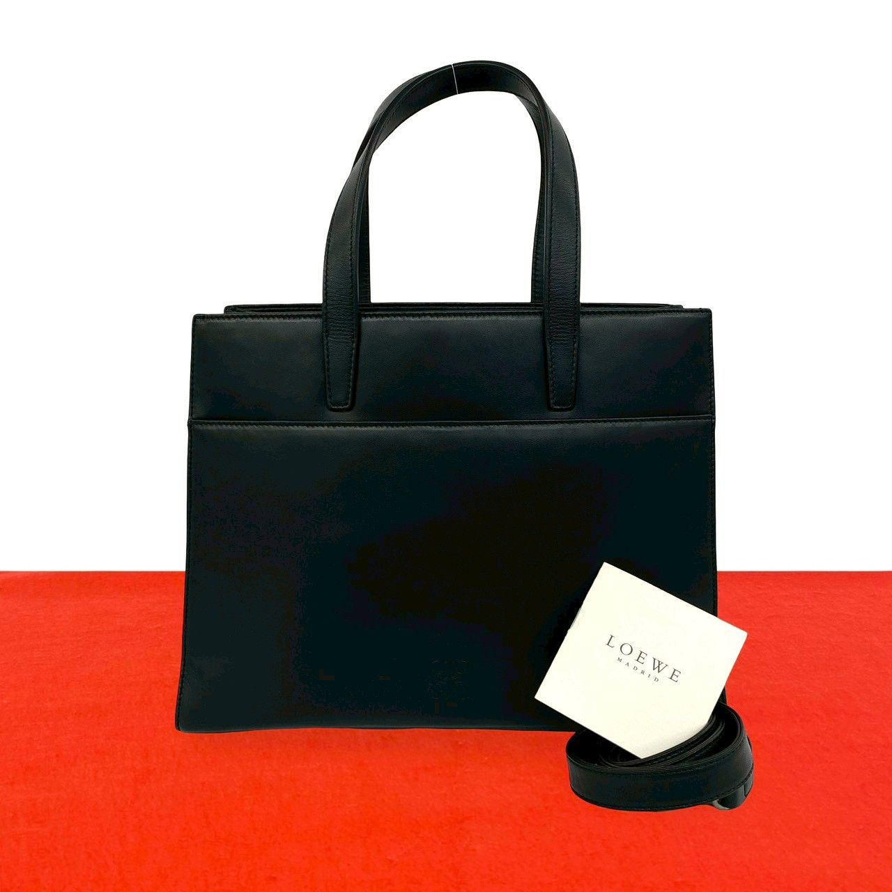 Loewe Anagram Logo Nappa Leather 2-Way Mini Tote Shoulder Bag Black