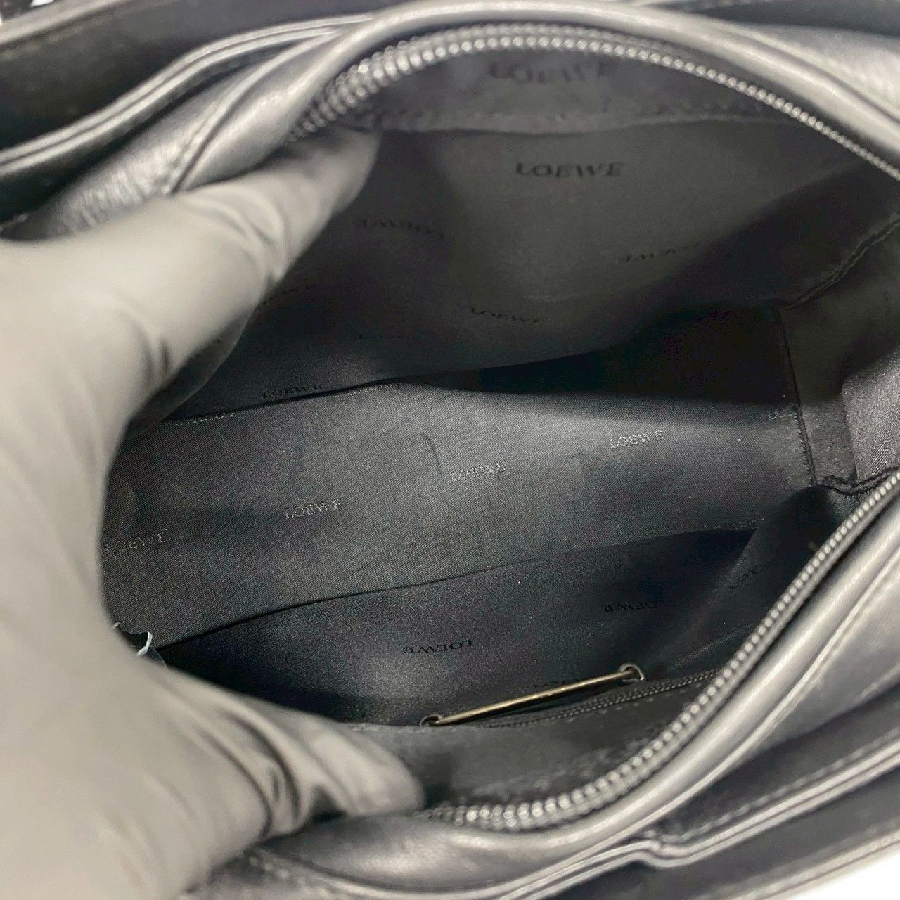 Loewe Anagram Logo Nappa Leather 2-Way Mini Tote Shoulder Bag Black — view 9