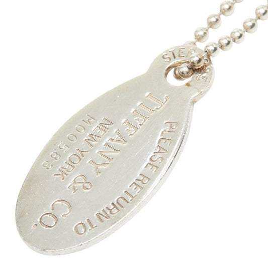 Tiffany & Co Return to Oval Tag Long Ball Chain Pendant Silver