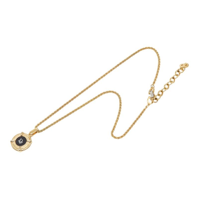 Dior Logo Pendant Gold Black Plated — view 4