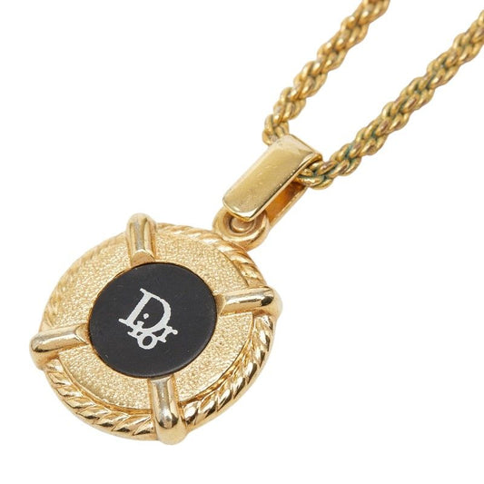 Dior Logo Pendant Gold Black Plated