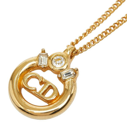 Dior CD Logo Pendant Gold Plated Rhinestone
