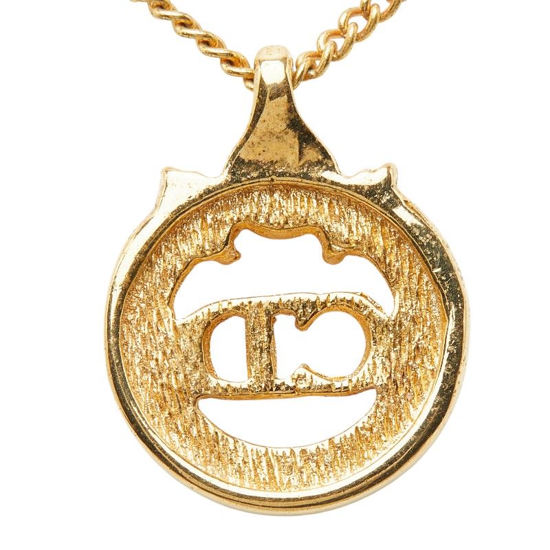 Dior CD Logo Pendant Gold Plated Rhinestone — view 3