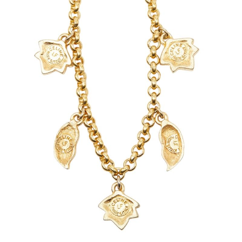 Celine Leaf Motif Chain Necklace Gold Plated — view 3