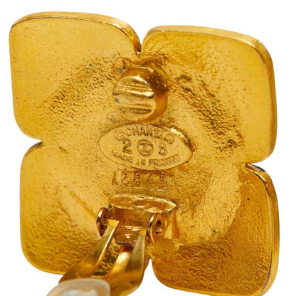 Chanel Vintage Square Motif Earrings Gold Blue Plated — view 4