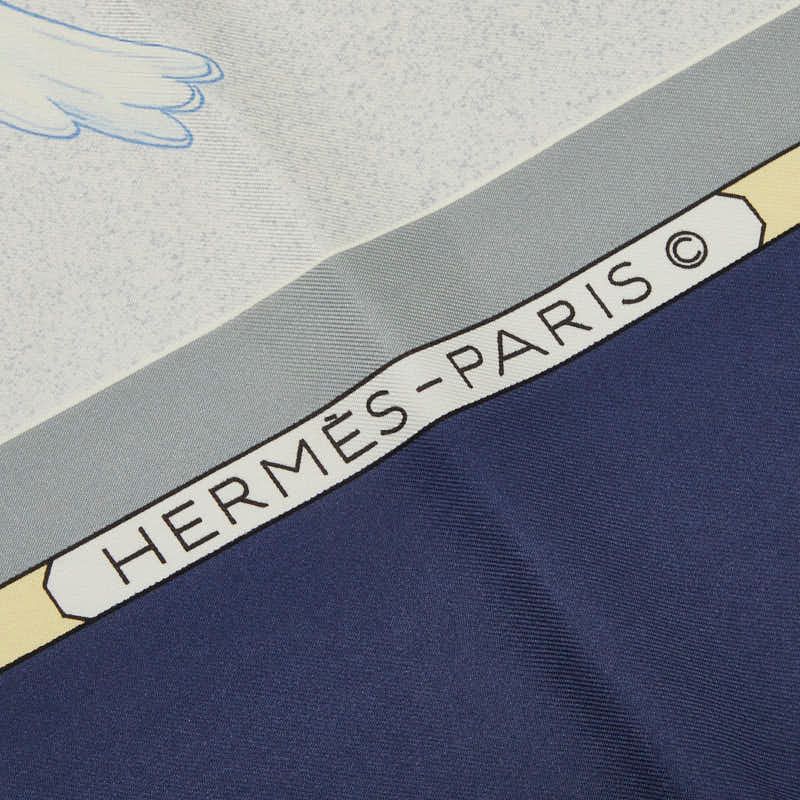 Hermes Carre 90 Oiseaux Migrateurs Migratory Bird Scarf Navy Multi Color Silk — view 4
