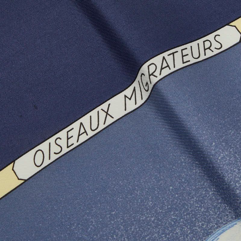 Hermes Carre 90 Oiseaux Migrateurs Migratory Bird Scarf Navy Multi Color Silk — view 3