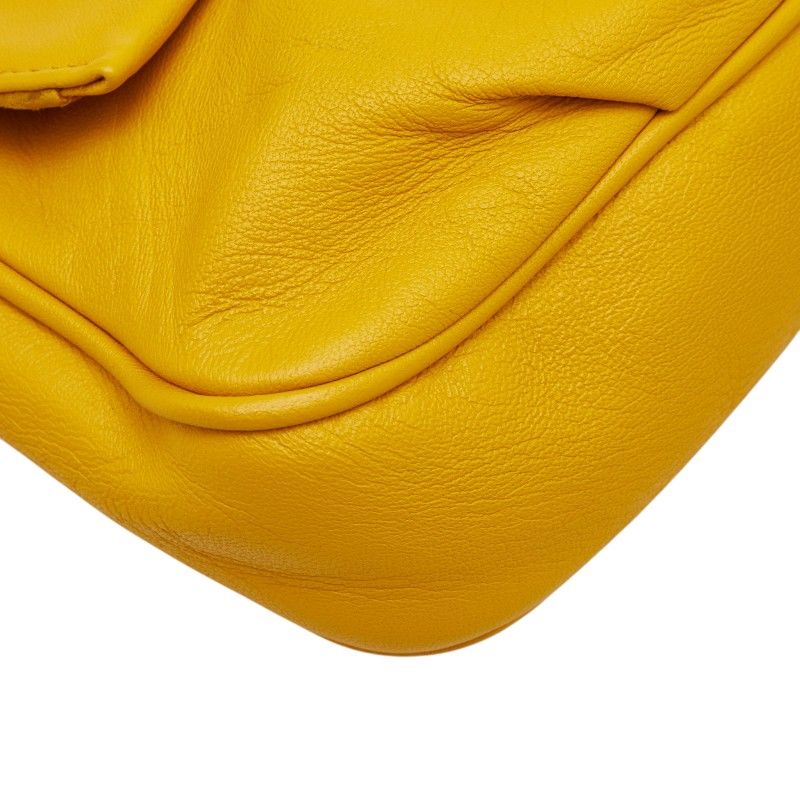 Fendi FF Logo Crossbody Chain Shoulder Bag Yellow Leather — view 5