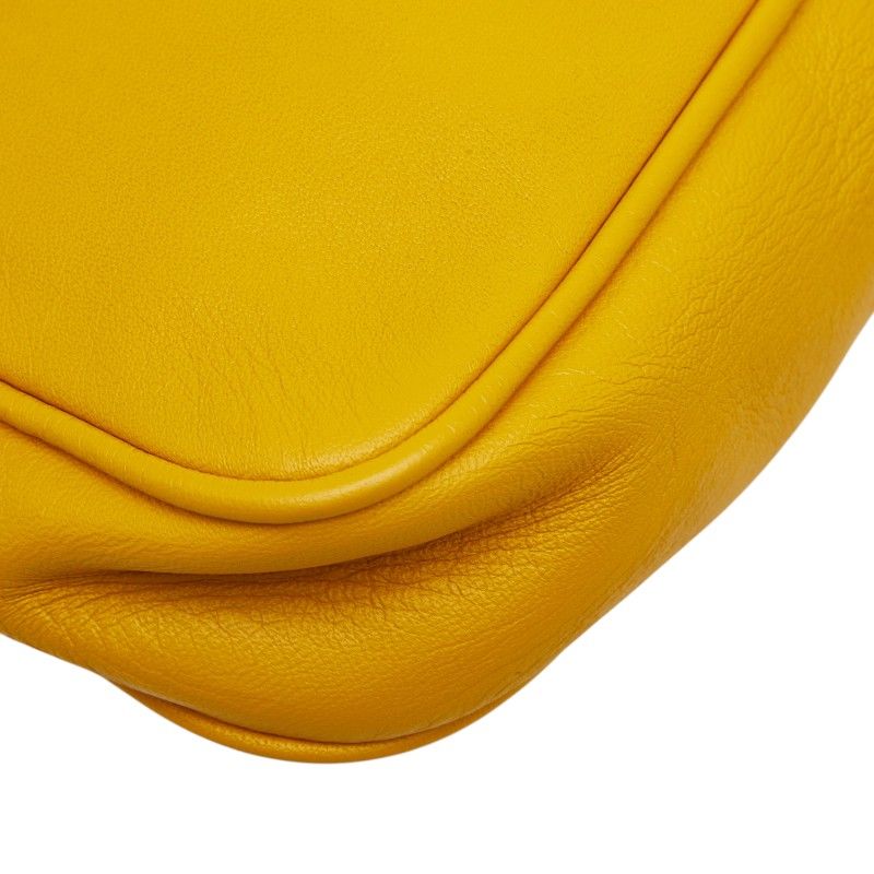 Fendi FF Logo Crossbody Chain Shoulder Bag Yellow Leather — view 7