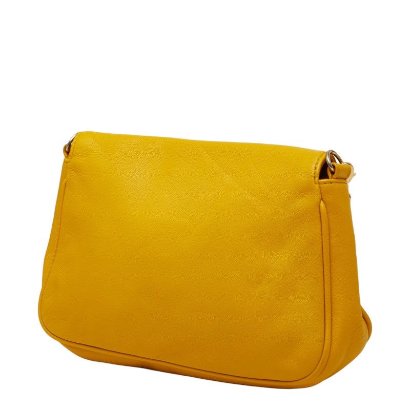 Fendi FF Logo Crossbody Chain Shoulder Bag Yellow Leather — view 2