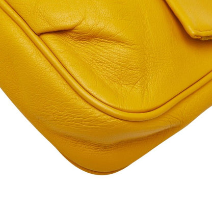 Fendi FF Logo Crossbody Chain Shoulder Bag Yellow Leather — view 4