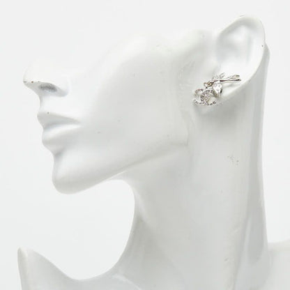 Chanel Stud Earrings Swing Bird Silver Metal Crystal — view 5