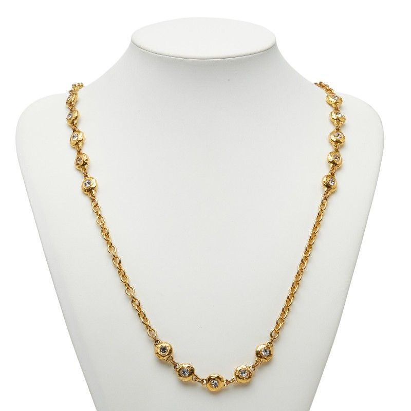 Chanel Chain Long Necklace Gold Plated Rhinestone — view 5