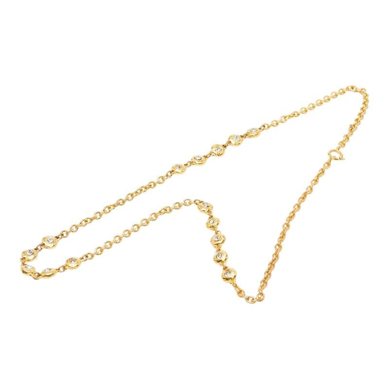 Chanel Chain Long Necklace Gold Plated Rhinestone — view 4
