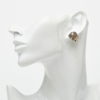 Chanel Camellia CC Logo Earrings Black Gold Plated Enamel Faux Pearl — view 5