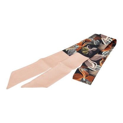 Fendi Flower Botanical Pattern Wrappy Scarf Ribbonscarf Black Multi Color — view 2