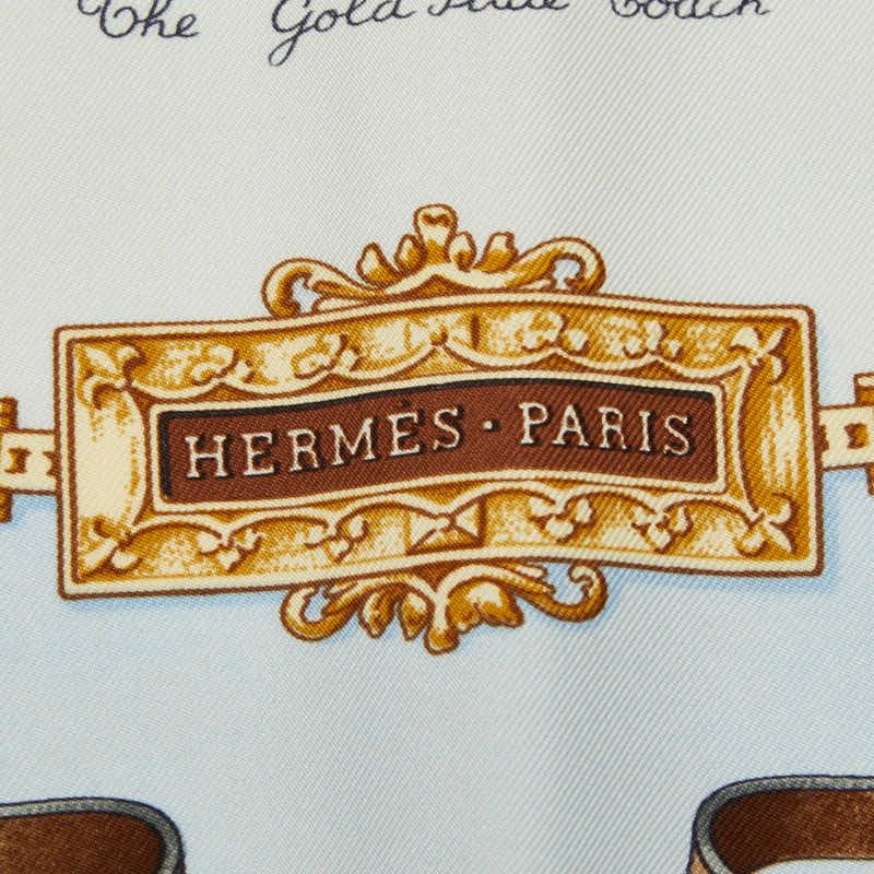 Hermes Carre 90 the Royal Mews Stable Scarf Light Blue Silk — view 8