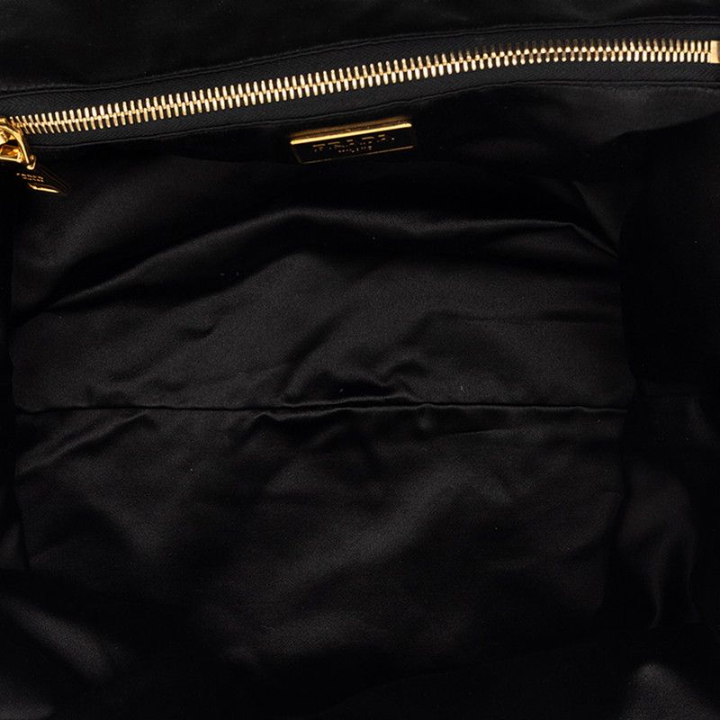 Prada Triangle Logo Tote Black Orange Sequins Enamel — view 4