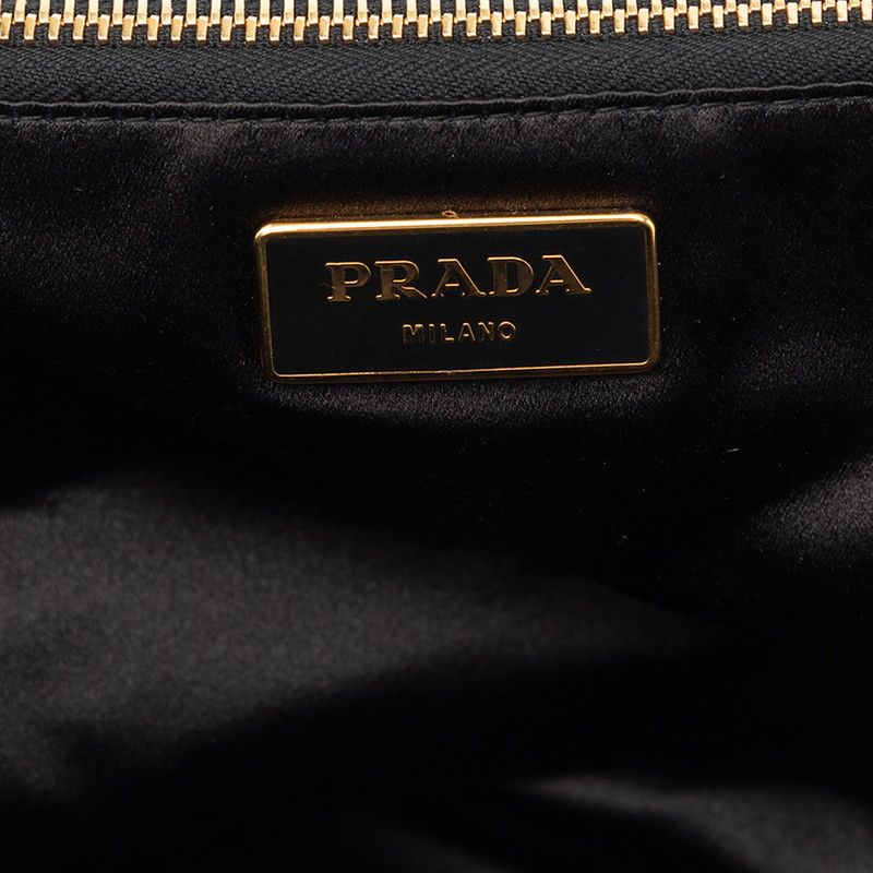 Prada Triangle Logo Tote Black Orange Sequins Enamel — view 5