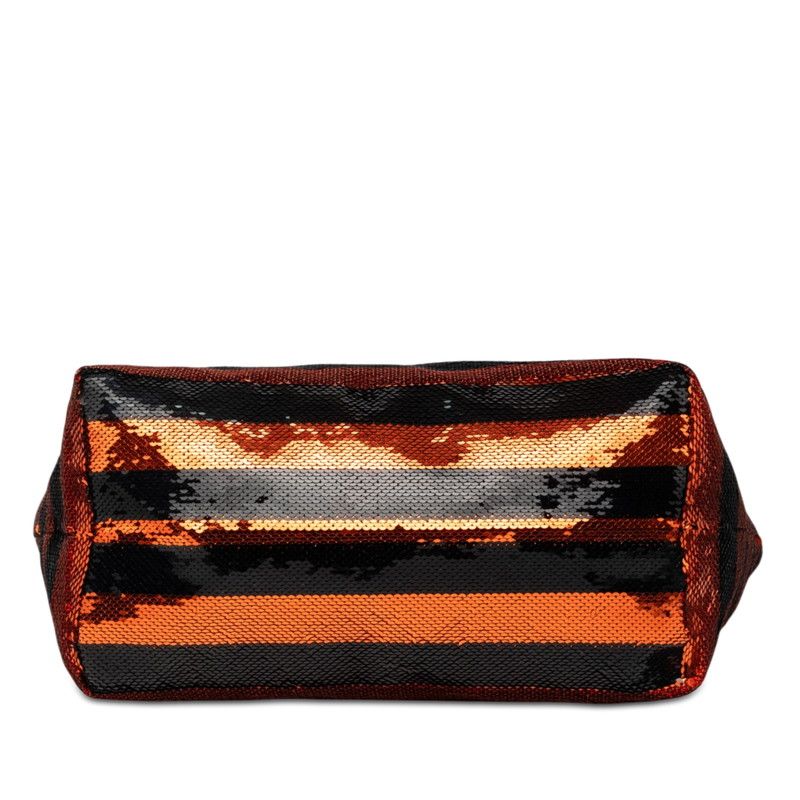 Prada Triangle Logo Tote Black Orange Sequins Enamel — view 3