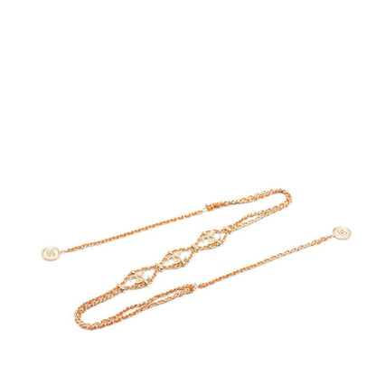 Chanel CC Logo Chain Necklace Gold Orange Leather Plated — view 2