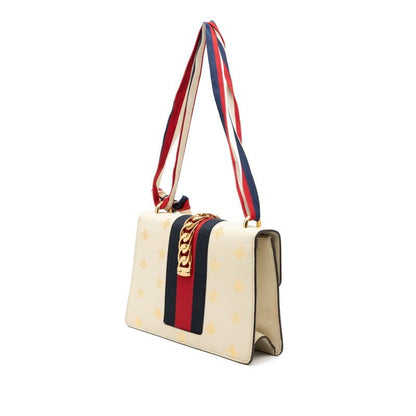Gucci Sherry Line Sylvie Bi-&star Small Shoulder Bag Ivory Multi Leather — view 2