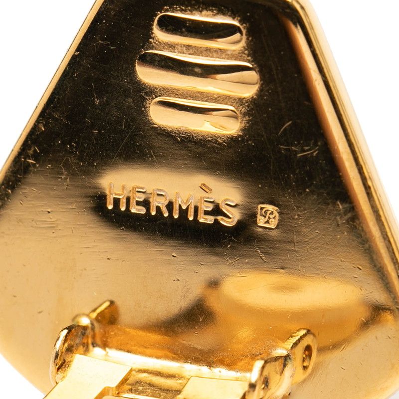 Hermes Enamel Cloisonne Earrings Gold Multi Color Plated — view 3