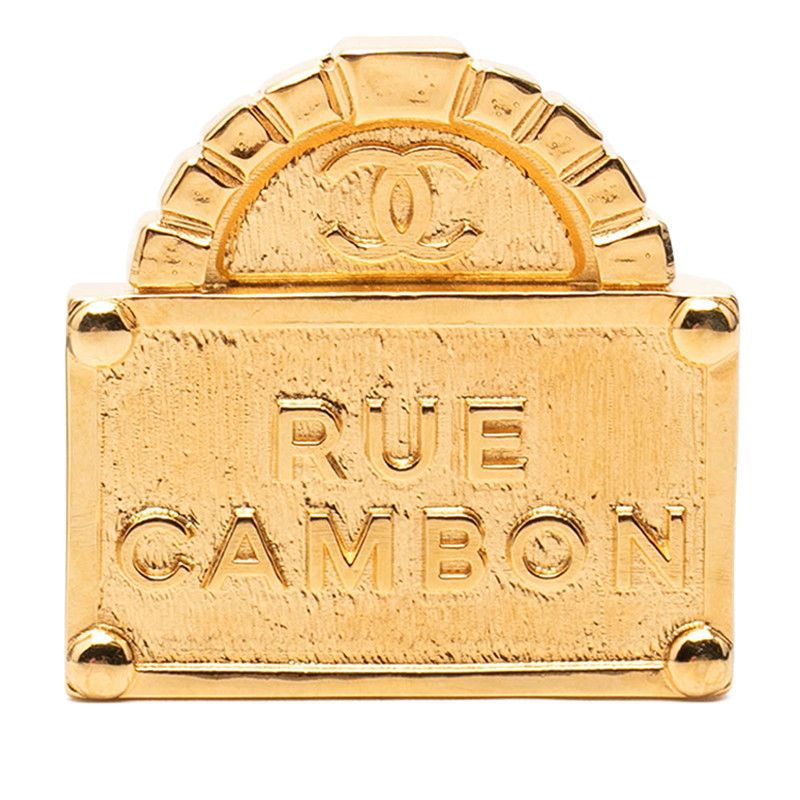 Chanel CC Logo Rue Cambon le Brooch 22 Gold Plated