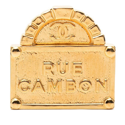 Chanel CC Logo Rue Cambon le Brooch 22 Gold Plated