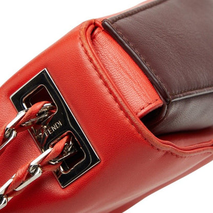 Fendi Chain Shoulder Back Red Bordeaux Leather — view 8