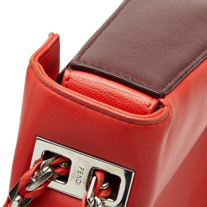 Fendi Chain Shoulder Back Red Bordeaux Leather — view 9
