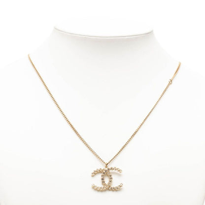 Chanel CC Logo Necklace Gold Plated Rhinestone — view 6
