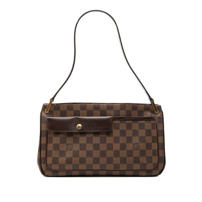 Louis Vuitton Damier Aubagne Shoulder Bag Brown Leather