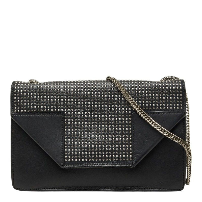 Saint Laurent Betty Studs Chain Shoulder Bag Black Leather