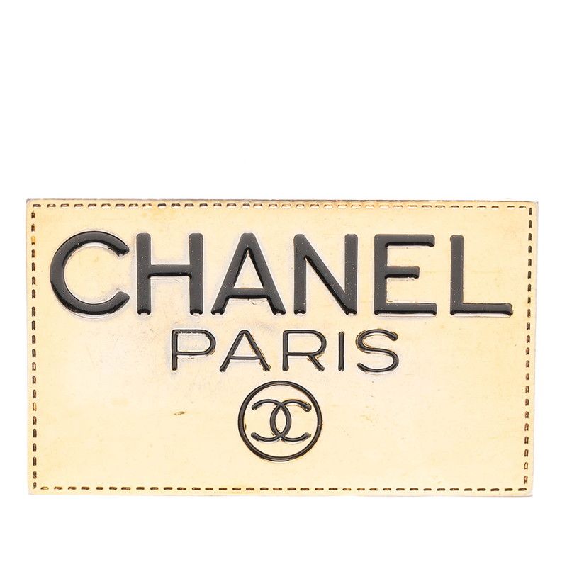 Chanel Logo Plate CC Brooch Gold Plated
