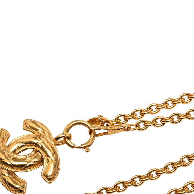 Chanel Quilted CC Logo Necklace Gold Plated — view 4