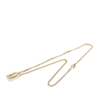 Chanel CC Logo Necklace Gold Plated Rhinestone — view 3