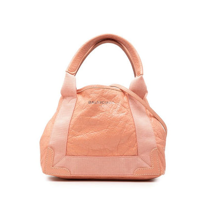 Balenciaga Navy Cabas XS 2-Way Shoulder Bag Pink Leather Canvas