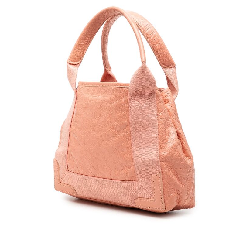Balenciaga Navy Cabas XS 2-Way Shoulder Bag Pink Leather Canvas — view 2