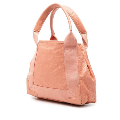 Balenciaga Navy Cabas XS 2-Way Shoulder Bag Pink Leather Canvas — view 2